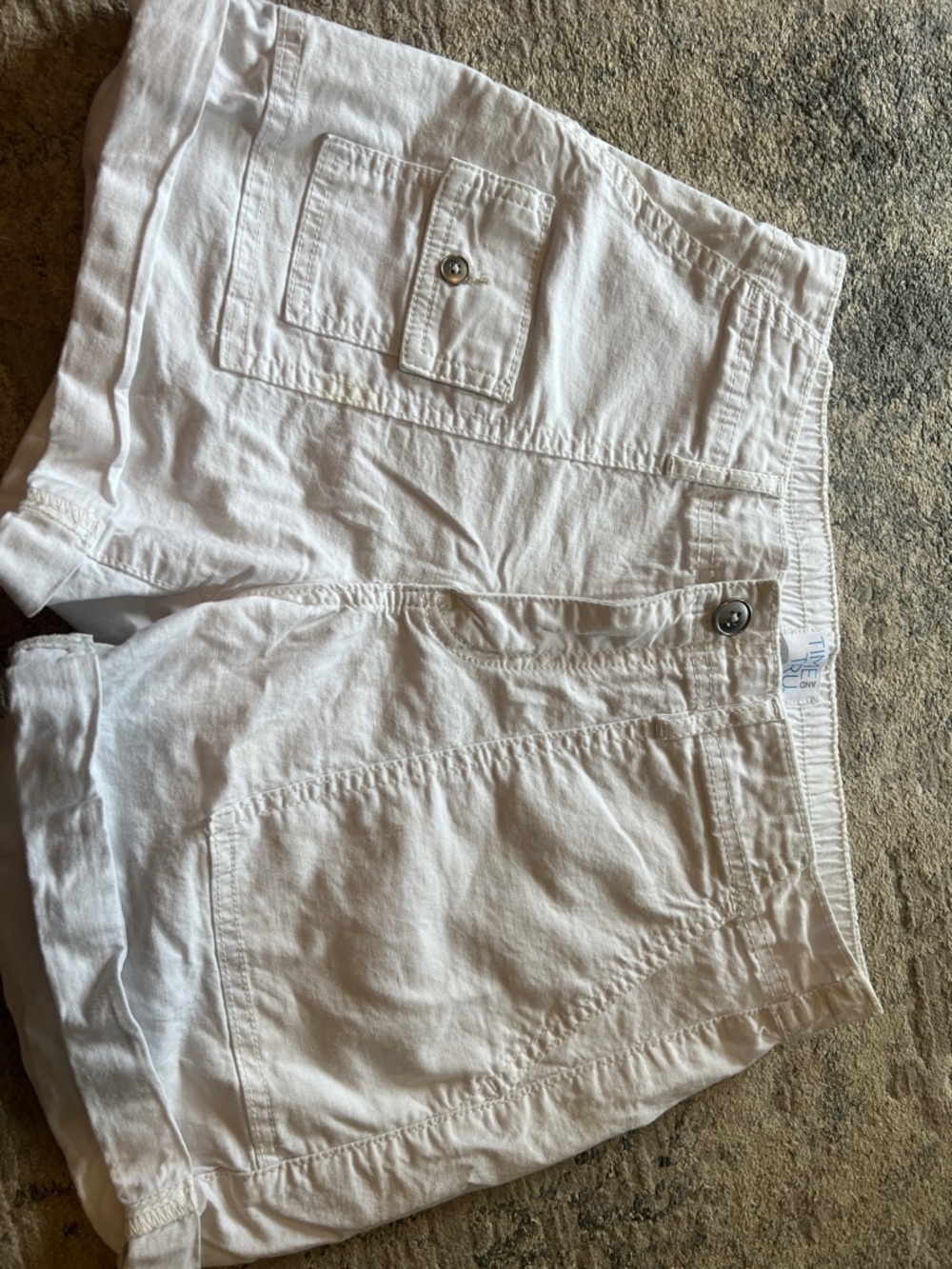 Time and Tru White Cotton Cargo Bermuda Shorts